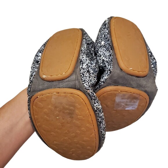 YNY Womens Flats Lexington Navy Blue Sequin Ballet Round Toe Elastic 9M - Picture 3 of 5